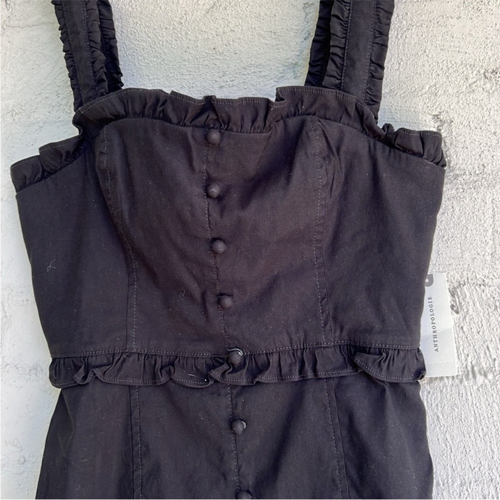 NWT Anthropologie Linden Slim Square-Neck Black Bodycon Midi Dress Size Small - Picture 8 of 16